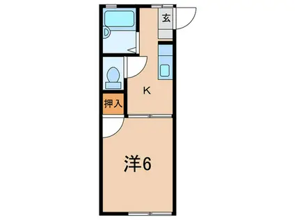 JR横須賀線 田浦駅 徒歩10分 2階建 築35年(1K/1階)の間取り写真