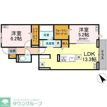 YAMAJUII(2LDK/1階)の間取り写真