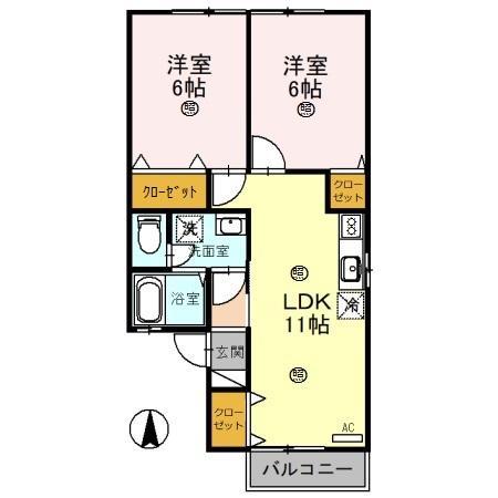 CENTER POINT(2LDK/1階)の間取り写真