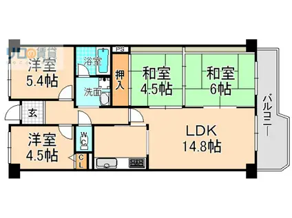 シティライフ逆瀬川I(4LDK/12階)の間取り写真