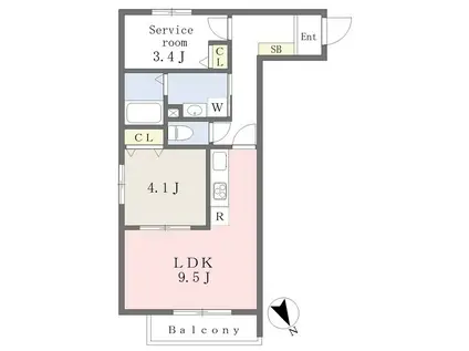 ワンズレジデンス亀戸(1SLDK/2階)の間取り写真