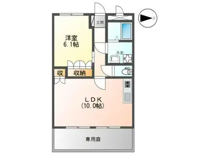 スモールガーデン巧(1LDK/1階)の間取り写真