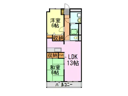 エスポワール蘇我(2LDK/4階)の間取り写真