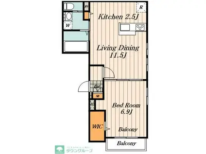 サンフェリス(1LDK/1階)の間取り写真