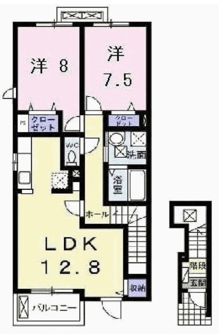 カーサフェリーチェII(2LDK/2階)の間取り写真