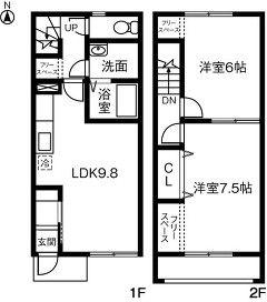 レヴールA(2LDK/1階)の間取り写真