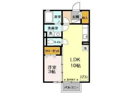 クオーレB(1LDK/1階)の間取り写真