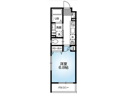 メゾンコンフォール六甲(1K/3階)の間取り写真