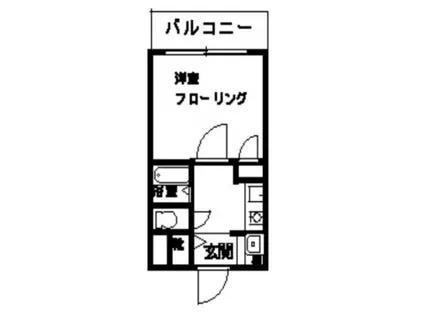 中央マンション(1K/2階)の間取り写真