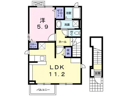 ケープパレス牛込(1LDK/2階)の間取り写真