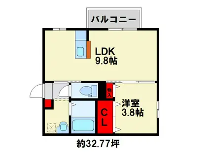 プラスラミチエ朽網(1LDK/1階)の間取り写真