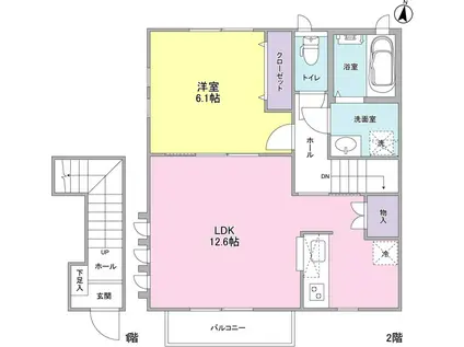 ハルシオンプレイスG棟(1LDK/2階)の間取り写真