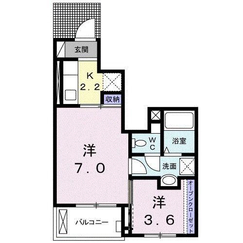 シャトレー ハピネスI(2K/1階)の間取り写真