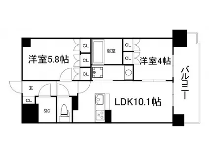 リフレ天満橋(2LDK/9階)の間取り写真