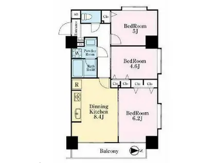 グレイス錦糸町(3DK/4階)の間取り写真