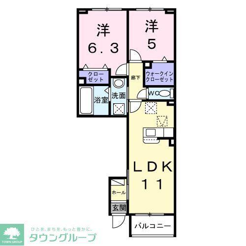アクア B(2LDK/1階)の間取り写真