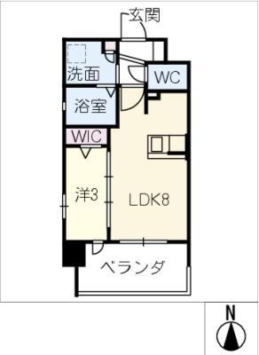 サンパーク堀田(1LDK/10階)の間取り写真