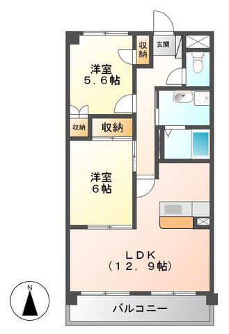 ウィルコート(2LDK/5階)の間取り写真