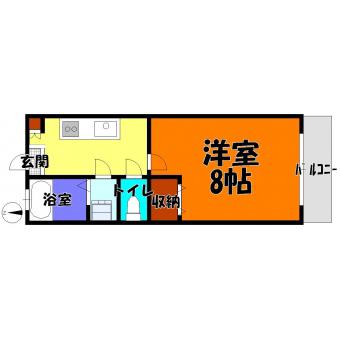 サンナミエA(1DK/1階)の間取り写真