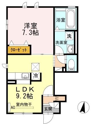 ロケーションヒルズ(1LDK/1階)の間取り写真