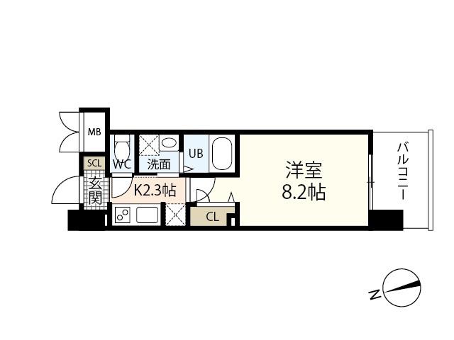 S-RESIDENCE宇品海岸(1K/5階)の間取り写真