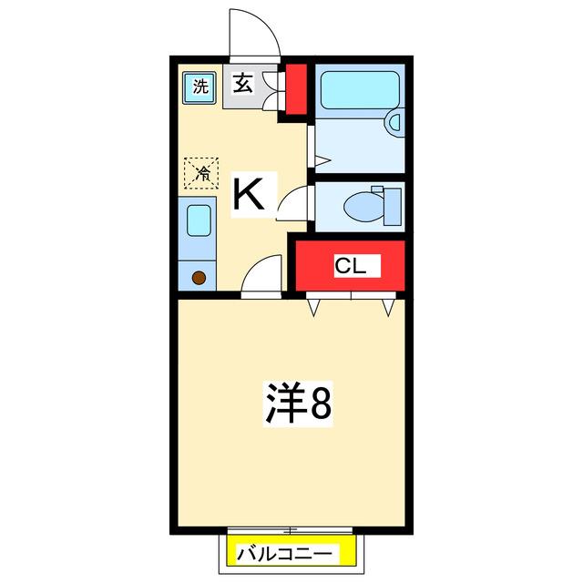 ヴィラコンコルディア(1K/1階)の間取り写真