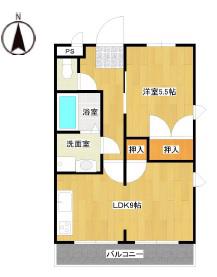 マンション吉野(1LDK/2階)の間取り写真
