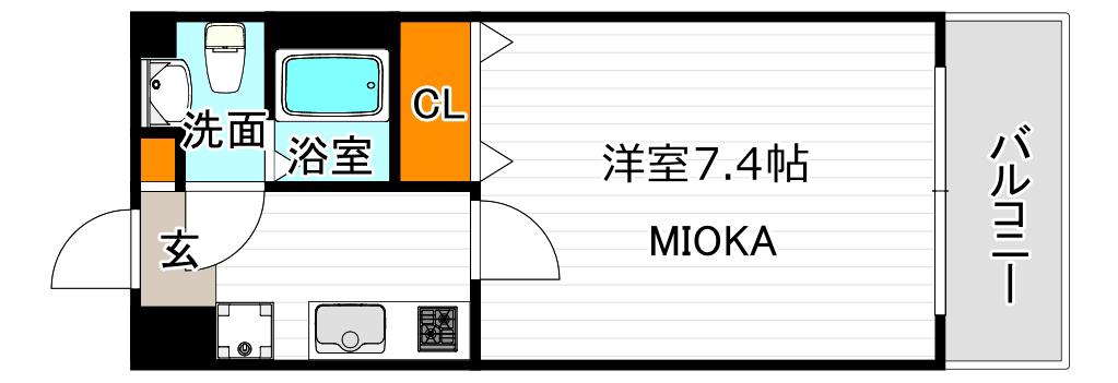 リアーレ北田辺(1K/5階)の間取り写真