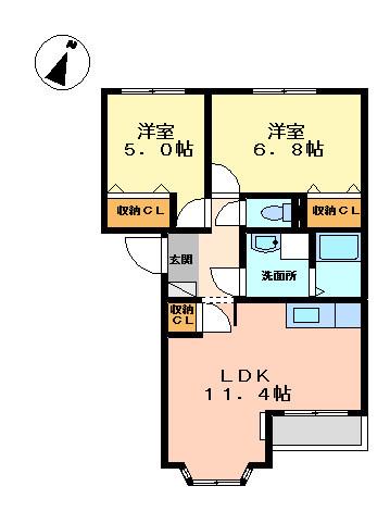 GREEN COURT(2LDK/2階)の間取り写真