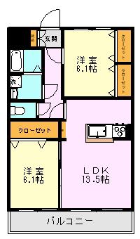 オリエンス八反田(2LDK/4階)の間取り写真