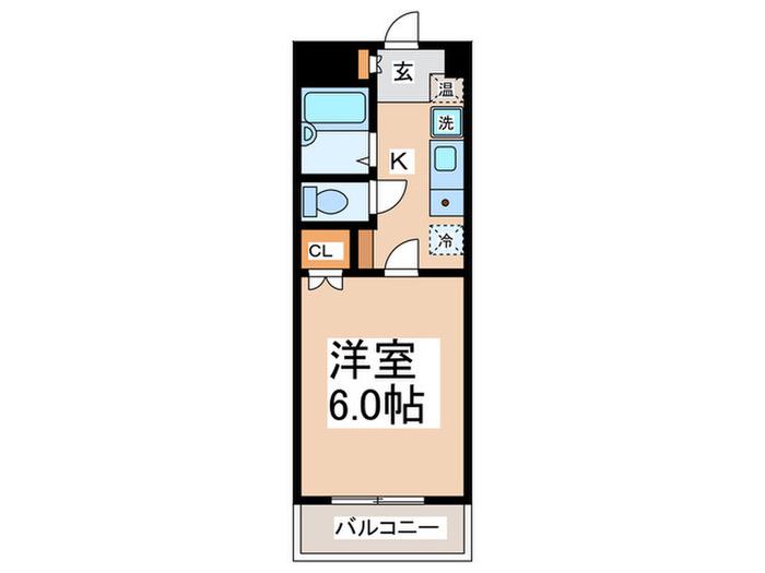 カルム泉ヶ丘東棟(1K/1階)の間取り写真