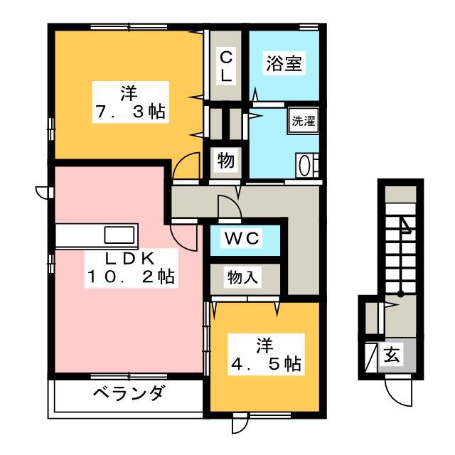 リコ プロスペラーレ B(2LDK/2階)の間取り写真