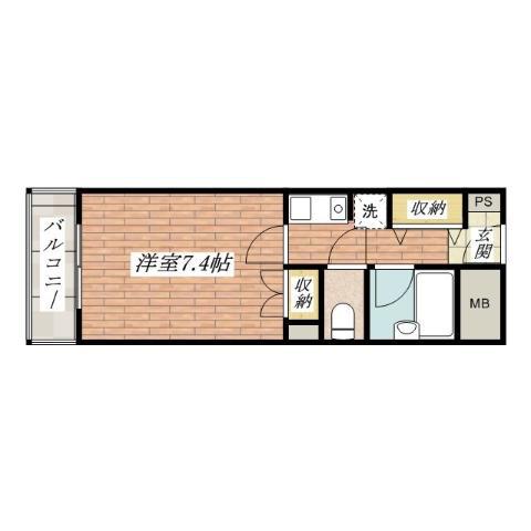 アーク福西(1K/2階)の間取り写真