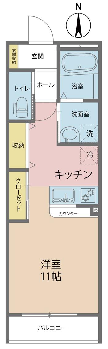 エミネンスAWARA(ワンルーム/1階)の間取り写真