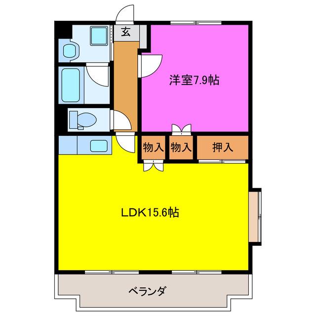 グランソレイユ(1LDK/2階)の間取り写真