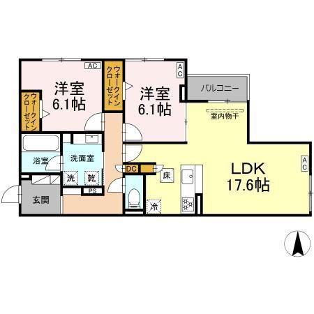 シャンドフルール(2LDK/1階)の間取り写真