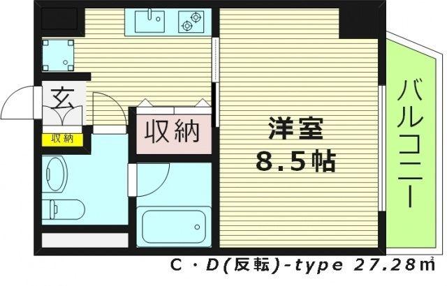 アクエルド緑地公園(1K/2階)の間取り写真
