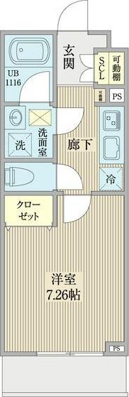 リシェス名古屋山王ウエスト(1K/2階)の間取り写真