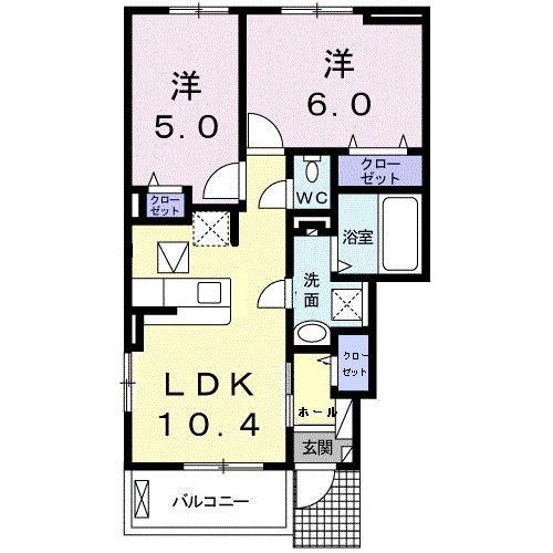 カーサステラ(2LDK/1階)の間取り写真