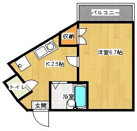 テルセーロ パートナー(1K/2階)の間取り写真