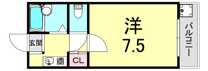 サンテラス池内(1K/2階)の間取り写真