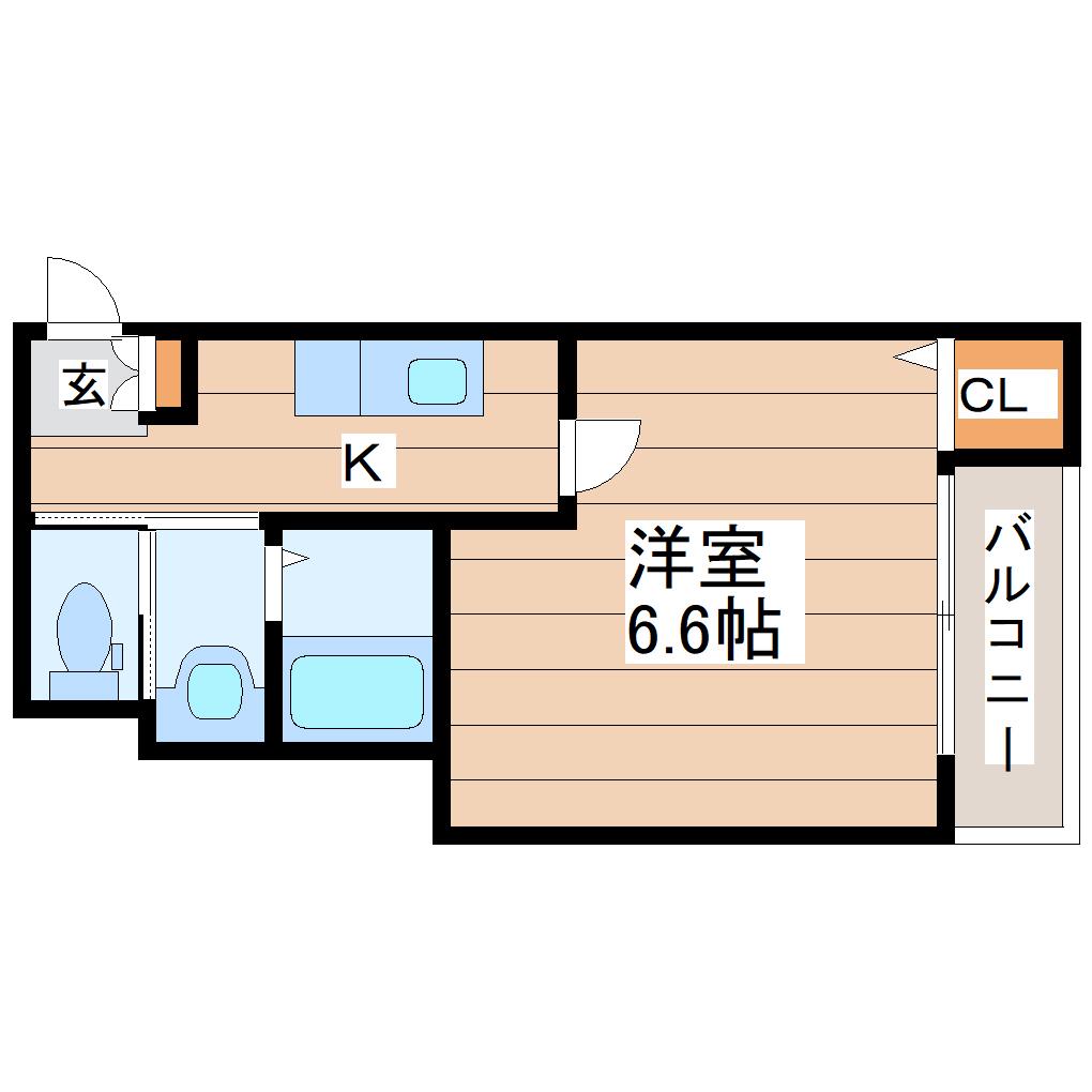 FOREAL宮城野原ステッラ(1K/1階)の間取り写真