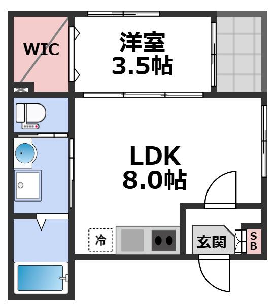ハーモニーテラス今林(1LDK/1階)の間取り写真