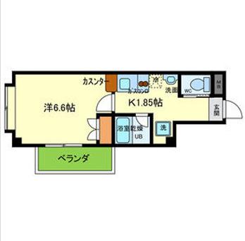 グランドヴィラ都島(1K/2階)の間取り写真
