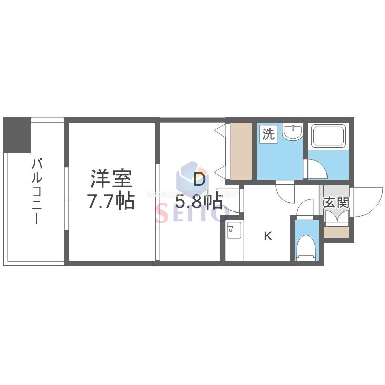 レフィーナカルム江坂(1DK/7階)の間取り写真