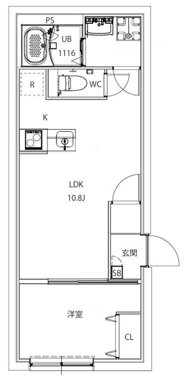 AXIA CITY大山(1LDK/2階)の間取り写真