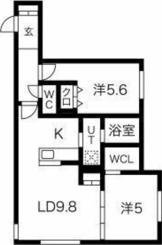 アルファスクエア学園前(2LDK/4階)の間取り写真