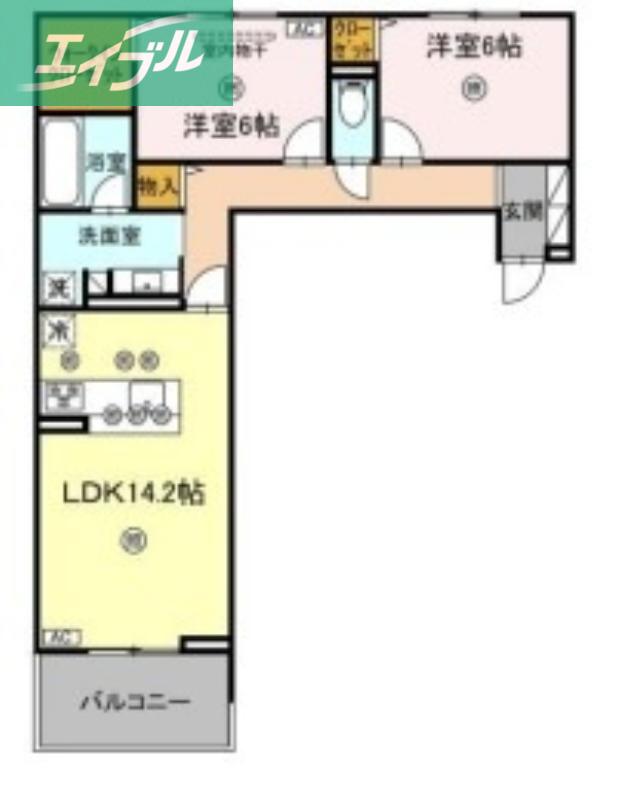 LUVERIA(2LDK/3階)の間取り写真