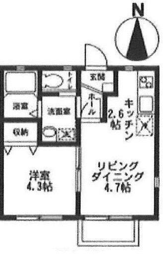 ソレイユ港南(1DK/1階)の間取り写真