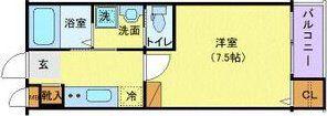アリュール薬師堂駅前(1K/1階)の間取り写真
